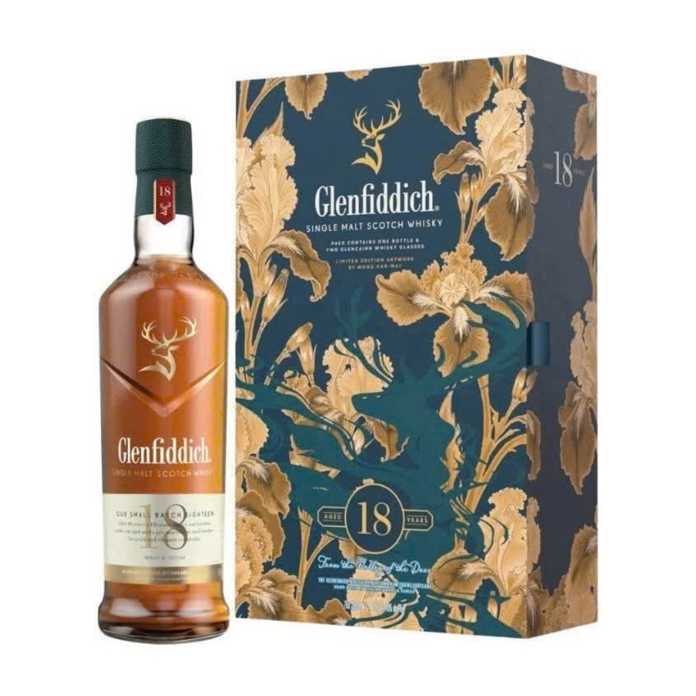 Chai Hộp Quà Tết Rượu Glenfiddich 18 Năm dung tích 700ml